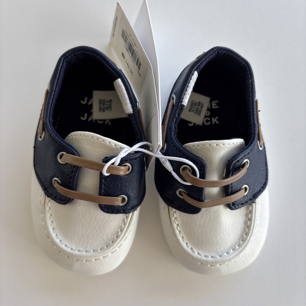 Janie‎ and Jack BABY Boy Soft Faux Leather Crib Shoes  3-6M Oxford Nautical